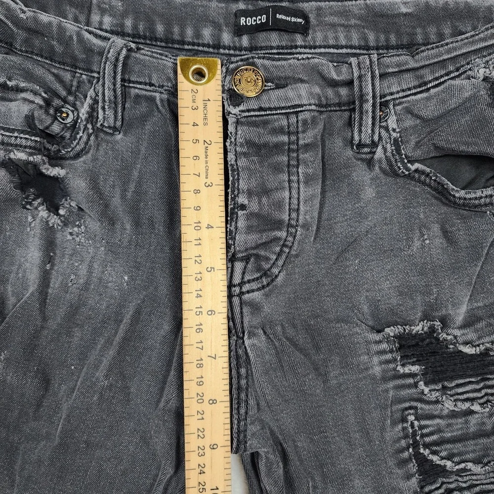 True Religion Rocco Jeans Mens Size 30 Black Relaxed Skinny Ripped Distressed